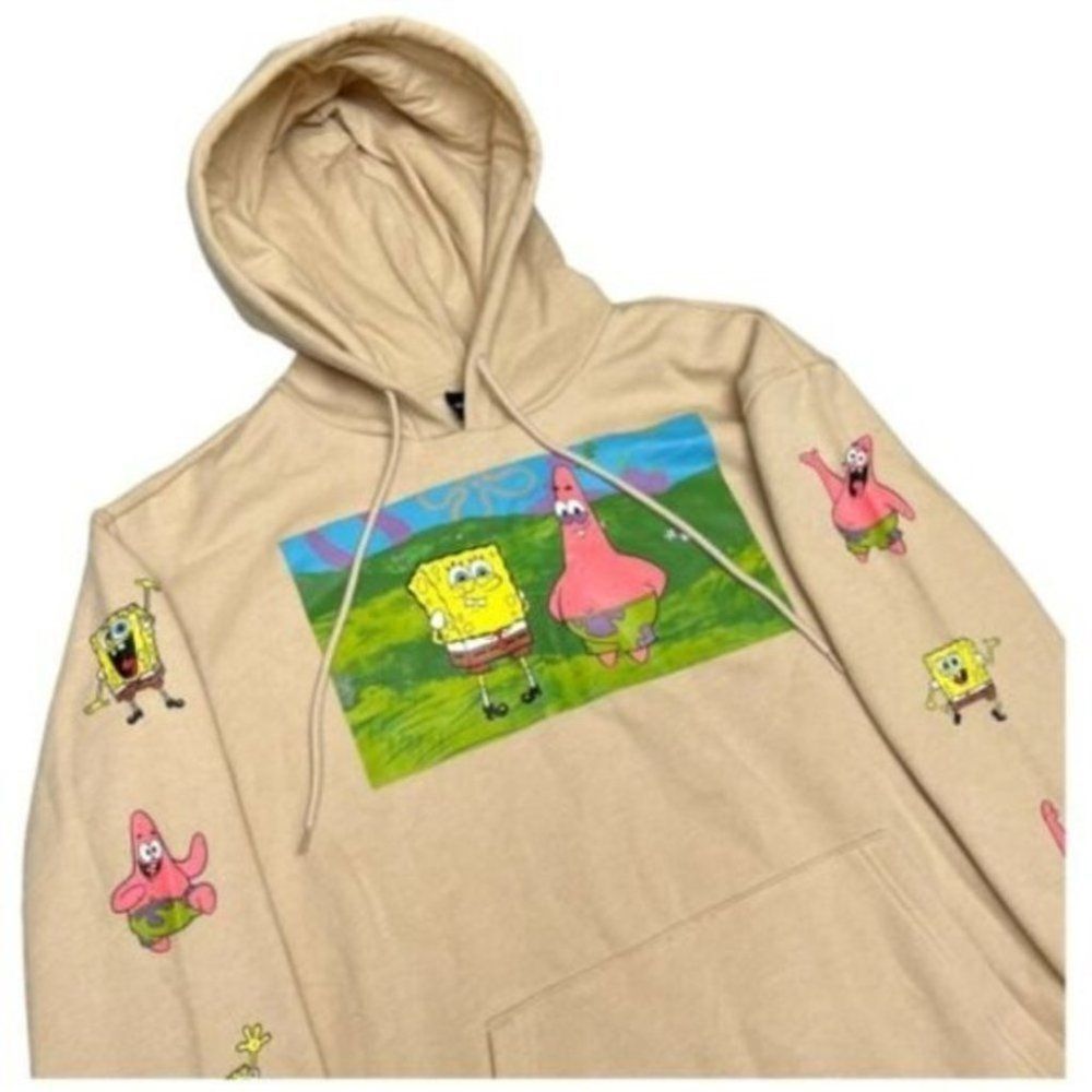New Nickelodeon‎ Spongebob Squarepants Patrick Star Profile Pic Tan Hoodie